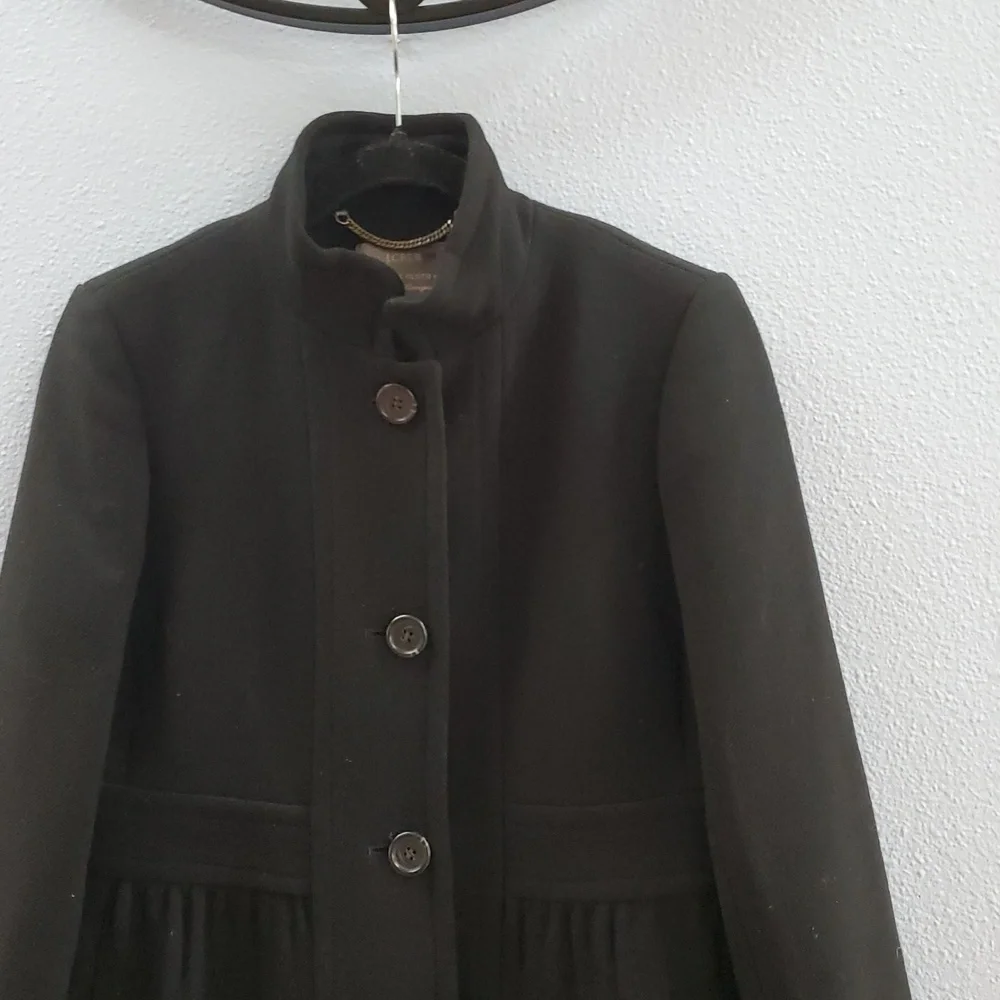 J. Crew Double Cloth Wool Peplum Black Pea Coat - Picture 2 of 8